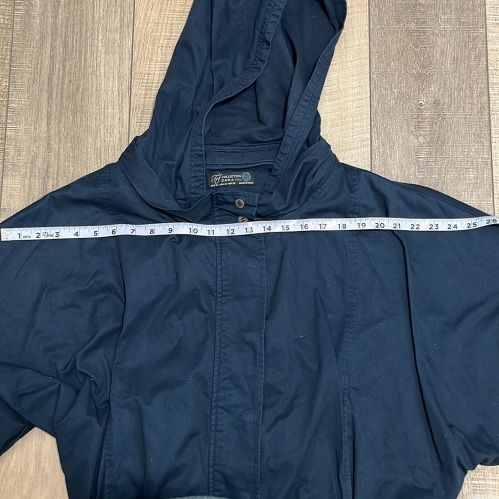 TRF Collection Zara Hooded Crop Jacket with Pockets Navy Blue Med - Picture 11 of 14